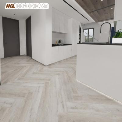 China Minimalist 5mm Gray LVT Vinyl Flooring Plank Indoor Use Click Lock SPC Dry Back Herringbone Flooring for sale