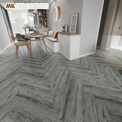 China Modern 900*150MM Gray Herringbone Wood Texture Unilin Click System PVC SPC Vinyl Tile Flooring for sale