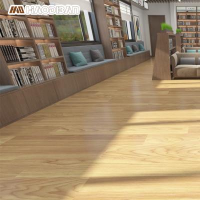 China HaoFamily 2mm Grain PVC Roll Vinyl Plank Contemporary Non Slip Waterproof Commercial Wood Flooring For School Library for sale