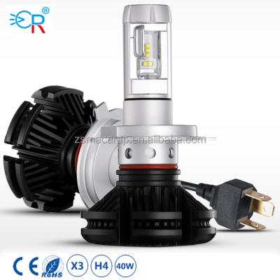 China Aviation Aluminum+Cooling fan X3 car led headlight h4 led h7 9005 55w 6000lm led lights car, auto parts, led automobile for sale