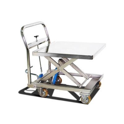 China Garment Shops Premium Stainless Steel Hydraulic Scissor Lift Trolley From Taiwan Manufacturer for sale