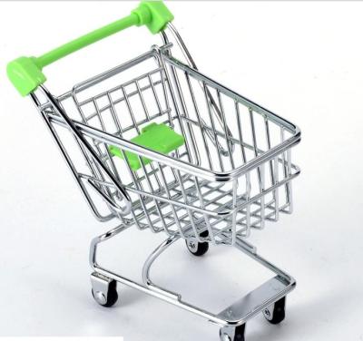 China Hot Selling Storage Small Metal Shopping Cart Shape Grocery Cart Desktop Organizer for sale