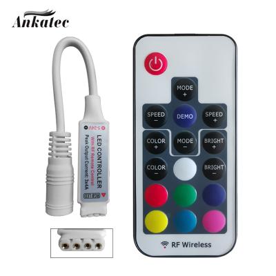 China Mini Plastic RGB LED Remote Controller, Wireless Remote Controller with 4 DC Terminals for 5050 12A RGB LED Lighting Strip for sale