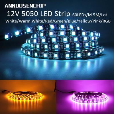 China DC 12V/m LANDSCAPE 5050 SMD 60LEDs Black PCB RGB Flexible Light 5050 LED Strip for TV Background Decoration for sale