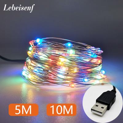 China Outdoor Fairy LANDSCAPE 50 LED 100 LED Fairy Lights String USB Copper Power Copper Wire Lights Christmas Party Wedding 9 Colors for sale