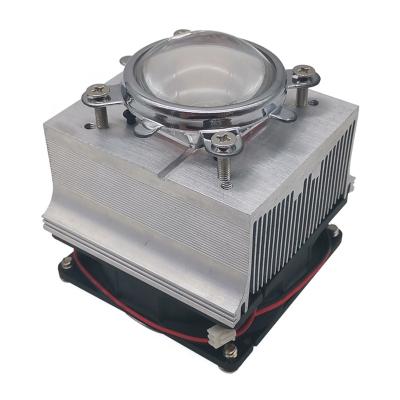 China New Aluminum Radiator Heatsink + 12V Fans +44MM LENS 60/90/120degree For 20-100w Led Chip, Cooling System Aluminum Heatsink for sale