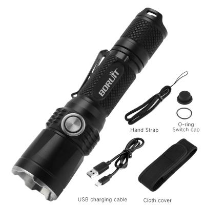 China BORUiT BC05 Super Bright Camping Long Range LED Flashlight Micro-USB Rechargeable Tactical Torch for sale