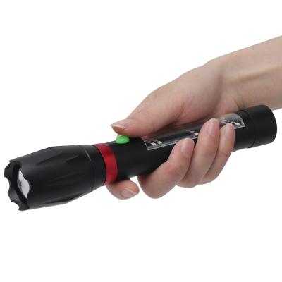 China Factory Source BORUiT Security Super Bright Buzz Flashlight Aluminum Alloy USB LED Red Light Rechargeable Solar Torch With Alarm Horn for sale