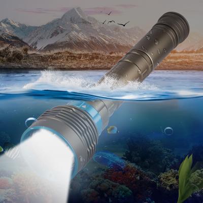 China Camping Most LED Flashlight Alloy IPX8 8500LM LED Diver Lighting Flashlight Professional Diving Aluminum Waterproof Super Bright Torch for sale