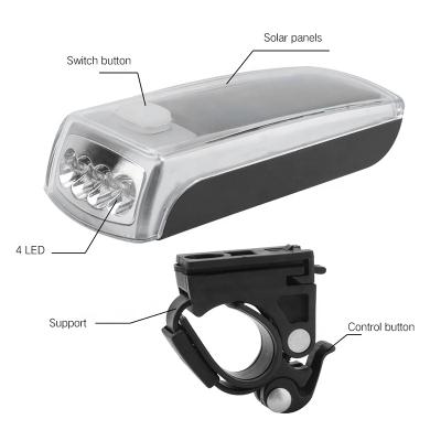 China Rechargeable Via USB Bike Accessories Wholesale Front Light LED Road Bicycle Light Set With Solar Panel for sale