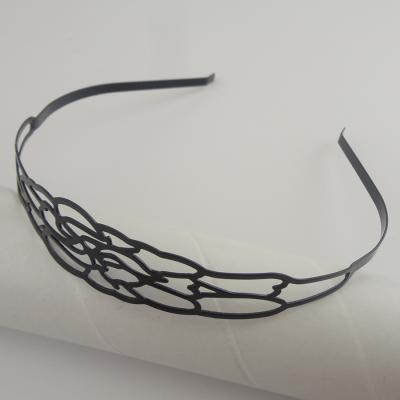 China Lead Free Nickel Free 2.5cm Filigree 1 Inch Flower Metal Black Headbands For Women's Fashion Floral Headbands for sale