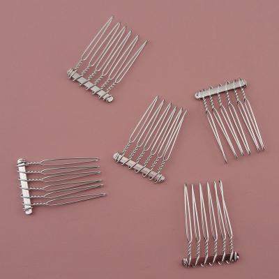 China Lead Free Nickel Free 6teeth Hair Clip Combs Metal Wire Hair Combs Bridal Wedding Veil Twist Combs for sale