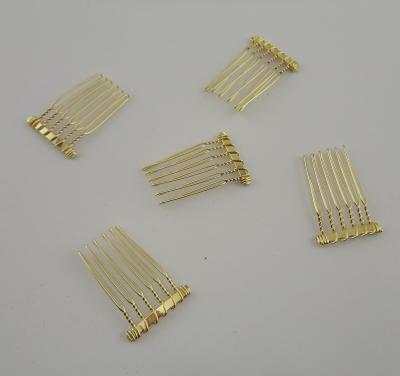 China Lead Free Nickel Free Gold 6teeth Metal Twisted Combs Wire Hair Clips Comb Wire Twist Bridal Wedding Veil Combs for sale