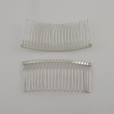 China Lead free 3.cm*8.0cm 22teeth nickel free metal twisted wire combs fine iron side combs for DIY bridal crown tiara for sale