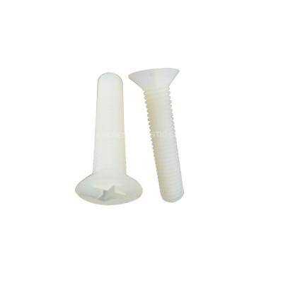 China Flat Plastic Nylon Free Samples Flat Head Screw Bolt Nut With Natural White for sale