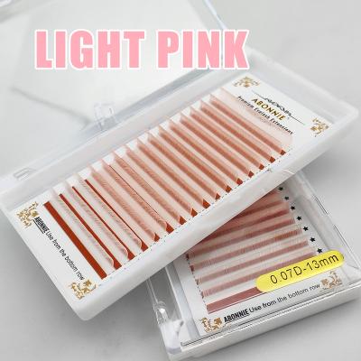 China Abonnie hand made soft silk eyelash extensions kit neon colored korean pbt mink lashes tray mixed color eyelashes for sale