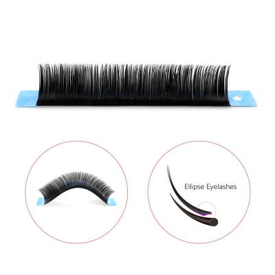 China Natural Soft Flat Lashes Eyelash Extensions 0.12 0.15 0.20 Bulk Eyelash Extension 16mm C D Loop Cashmere Ellipse Flat Lashes for sale