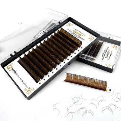 China Long Natural Dark Brown Color Eyelash Extensions 0.05mm Different Color Lash Extensions Light Brown for sale