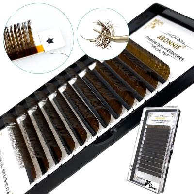 China Long Abonnie Natural Korean PBT Colored Eyelash Extensions Trays Wholesale Private Label Lashes Brown Eyelash Extension Brown for sale