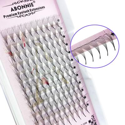 China Abonnie Natural Long Heat Metallic Pre Made Fan Lashes 3D 5D 10D Short Stem Long Stem Small Big Short Stem Premade Volume Fans for sale