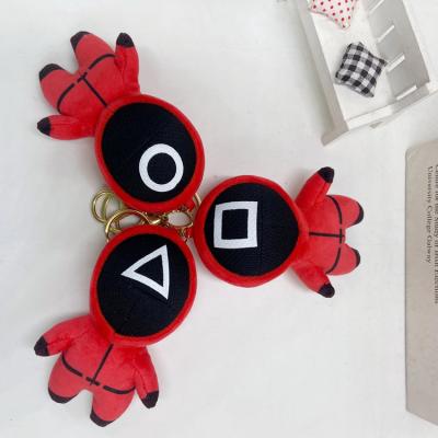 China Custom New Arrival Metal Squid Game Doll Toys Soft Plush Key Chain Squid Christmas Gifts Key Chain Toy for sale