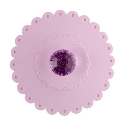 China Non Spill Lace Diamond Food Grade Silicone Cup Cover For Environmental Protection for sale