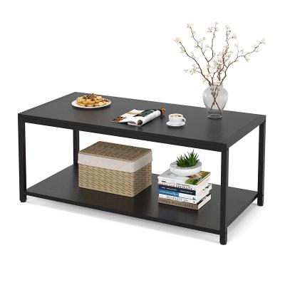 China Metal foldable industrial frame coffee table wood table top for living room for sale