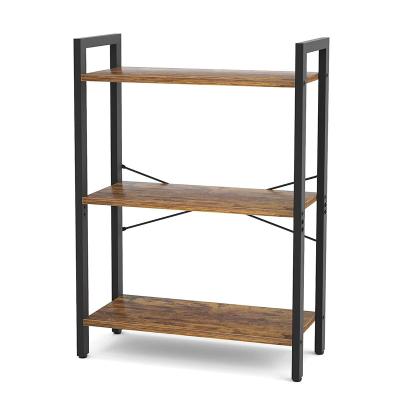 China Universal Industrial 3 Tier Durable Metal Wood Display Shelf Rack Living Room Kitchen Sturdy Storage For Books for sale