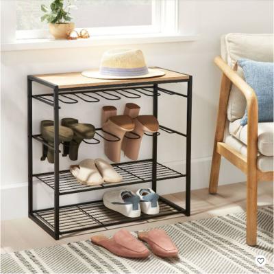 China Easy Shoe and Boot Rack 10 Pieces Durable Wooden Boot Racks DIY Boot Shoe Rack with Wood Top for Bags for sale