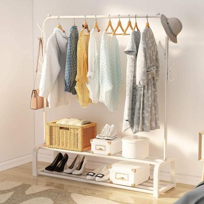 China Bathroom Metal Clothing Rack Clothes Garment Coat Rack With Bottom Shelf Clothing Rack For Hanging Clothes for sale