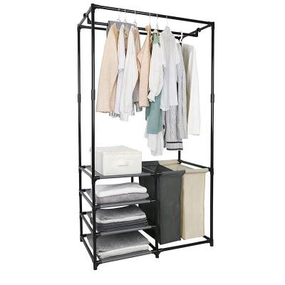 China Morden Luxury Nonwoven Fabric Wardrobe Storage Shelves Folding Clothing Closet Cabinet With Laundry Bags For Bathroom for sale