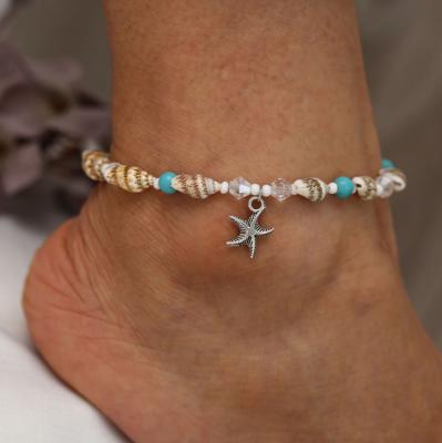 China Hot BOHEMIA Fashion Jewelry Shells Anklet Chain Shell Starfish Charms Beaded Anklet Bracelet Beach Anklets Foot Chain for sale