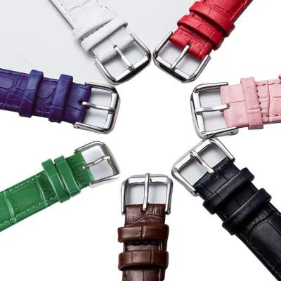 China Silicon Ring wtachband Fashion Unisex Wick Embossed Leather Watch Bands Strap Push Needle Buckle 8 Colors Clasp Watches Band Steel Girl for sale