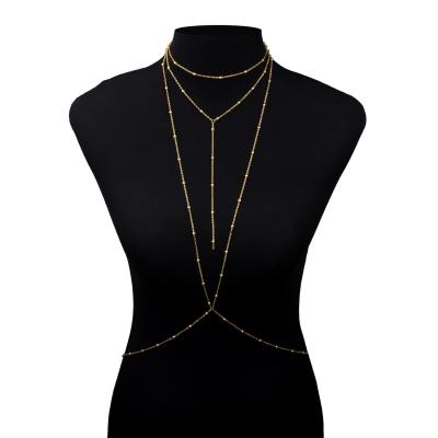 China Hiphop 2021 new design body chains around pearl chain accessories personality body chain for women for sale