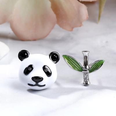 China 2021 New Hot Selling Cute Panda Bamboo Crystal Stud Earrings Fashion Women Earrings for sale