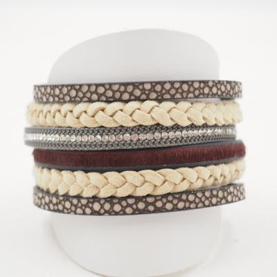 China CLASSIC Retro Design Fashion Original Suede Woven Bracelet Multilayer Zircon Wrap Bracelet for sale