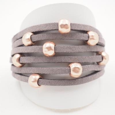 China Matte Metal Beads Link Fashion Original Simple Suede Bracelet Magnetic Buckle Ladies Bracelet for sale