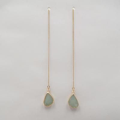 China CLASSIC Wholesale Popular Natural Minimalist Long Gold Stone Stud Earring for sale