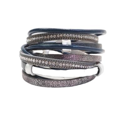 China FASHIONABLE Hot Selling Multilayer Leather Magnetic Buckle Bracelet Fashion Personality Simple Gift Bracelet for sale