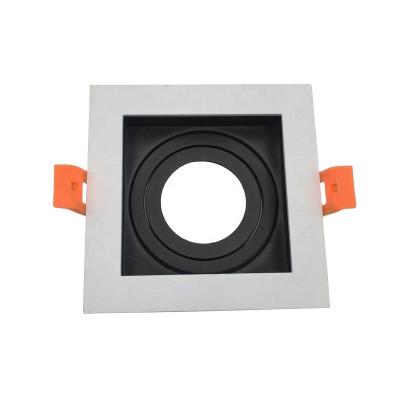 China Feature 100mm Black And White Color Square Iron Light Frame Recessed MR16 GU10 LED Grille Downlight Housing Back Clip Holder for sale