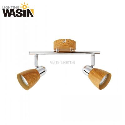 China Modern Hot Selling 260mm Iron Made Wood Finish GU10 Spotlight With Multiple 50W LED Lamp Heads From China Factory Direct for sale