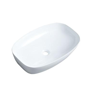 China Easy Clean Ceramic Oval Vessel Sink Over Counter White Bathroom Vanity Sink Bathroom Sink Art Basin for sale