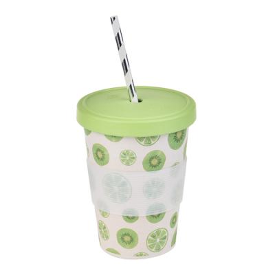 China Sustainable Top Selling Reusable Kids 450ml Bamboo Fiber Straw Water Cup for sale