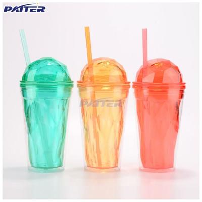 China Paint Heat Transfer /silkprint/ Best Selling Lid With Straw Plastic Milkshake Cup for sale