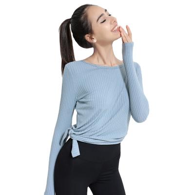 China Slim Breathable Round Neck Yoga Workout Fitness Suit Autumn Winter Stretch Blazer Women's Breathable Long Sleeves for sale