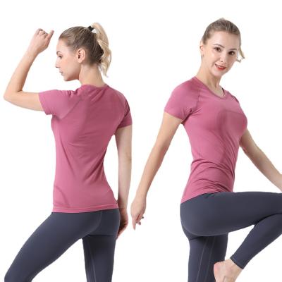 China Breathable Fitness Tunic High-bounce Sports Yoga Wholesales Short Sleeve T-shirt For Women for sale