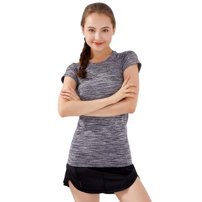 China Breathable Summer Wear Home Fitness Yoga Shorts Sleeve Seamless Exercise T-Shirt Outdoor Yoga Routine Wear for sale