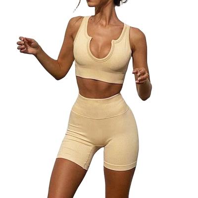 China Wholesale Ladies Breathable Sports Style Shorts And Top Two Pieces Sets Yoga Wear For Women for sale