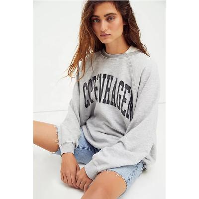 China Wholesale Custom Printed Gray Washed Cotton Classic Crewneck Sweatshirt Anti-pilling Oversized Hoodie For Female for sale