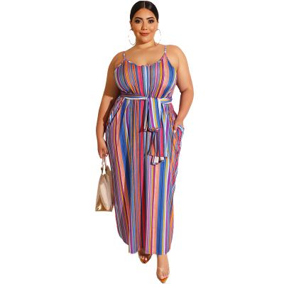 China Viable Summer Sleeveless Stripes Dress Women Tie Dye Long Maxi Women Long Dress for sale